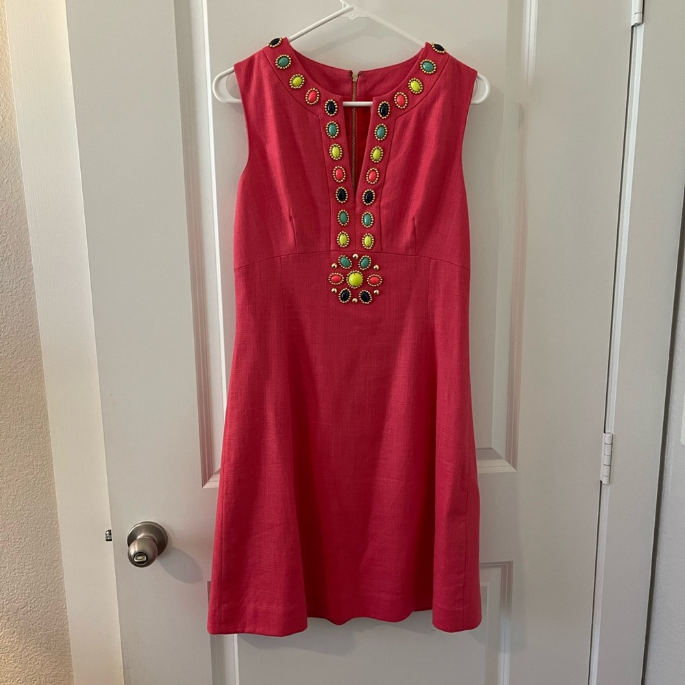 Kate Spade coral embellished fit and flare dress NWOT, size 8